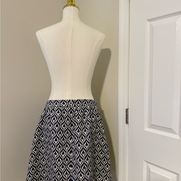 NWT - J. Crew Blue and White Ikat Patterned A-Line Skirt - Picture 2 of 8